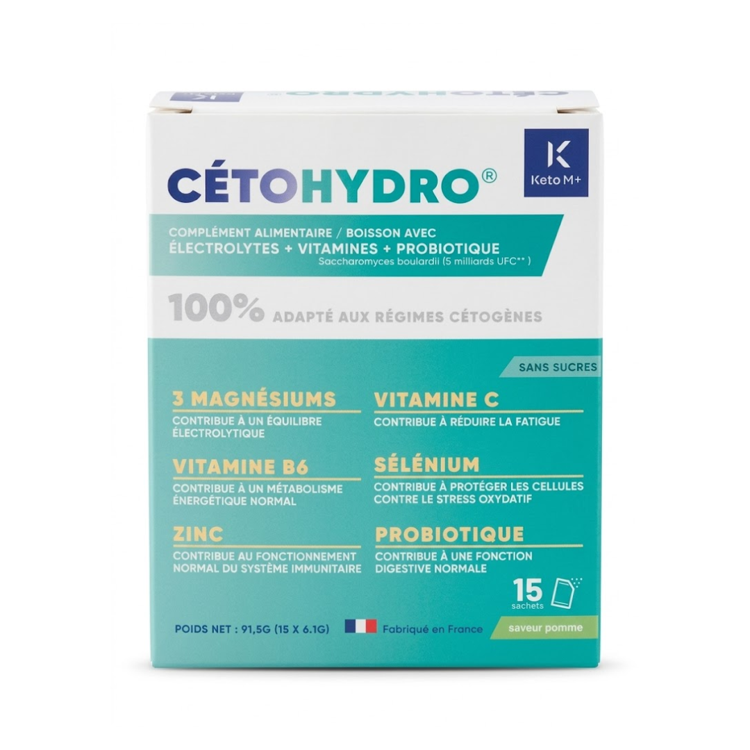 CETOHYDRO® –CetoHydro® Pomme | Électrolytes Keto & Probiotique | Potassium, Vitamines & Hydratation